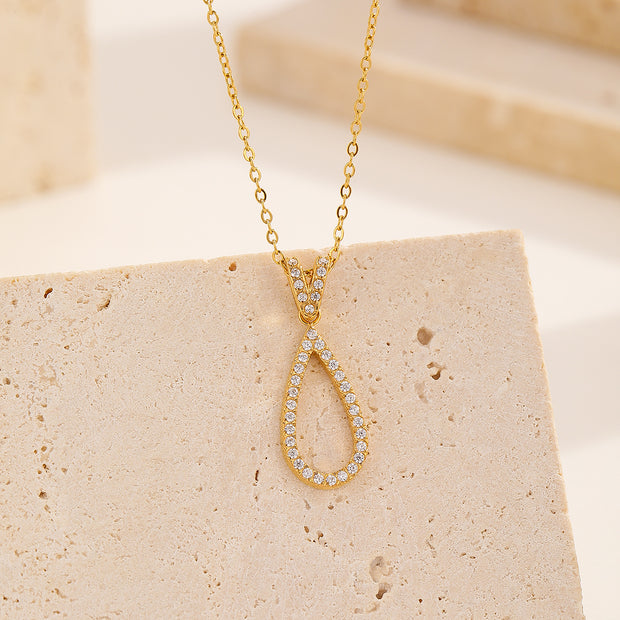 Sphere&Style Diamond-Frame Open Waterdrop Pendant Necklace