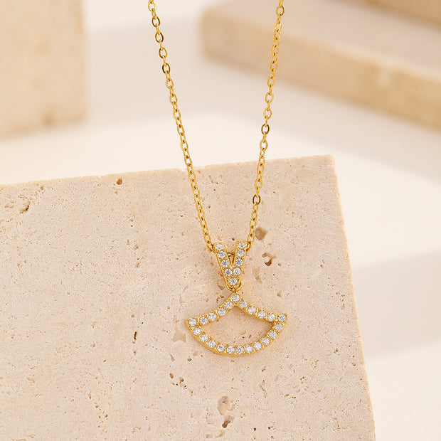 Sphere& Style Open Diamond Framed Fishtail Charm Pendant Necklace