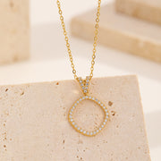 Sphere&Style Diamond-Frame Open Oval Pendant Necklace