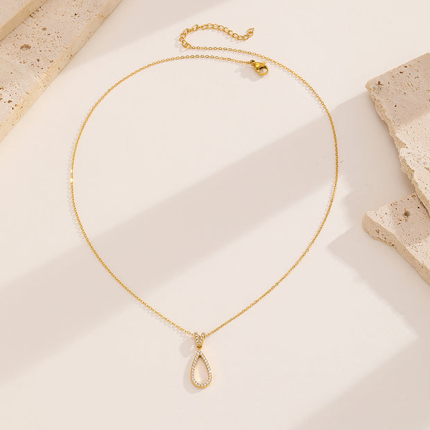 Sphere&Style Diamond-Frame Open Waterdrop Pendant Necklace