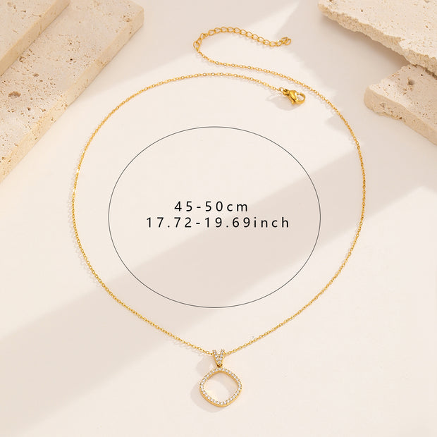 Sphere&Style Diamond-Frame Open Oval Pendant Necklace