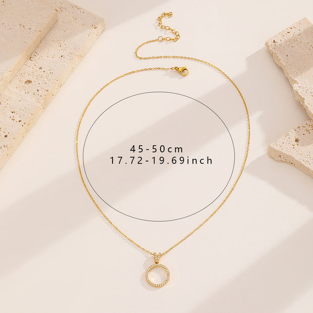 Sphere&Style Diamond-Frame Open Circle Pendant Necklace