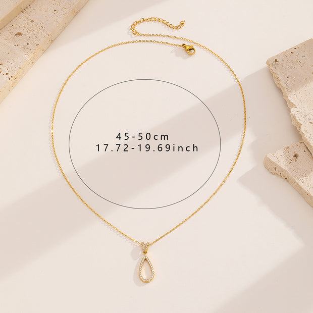 Sphere&Style Diamond-Frame Open Waterdrop Pendant Necklace