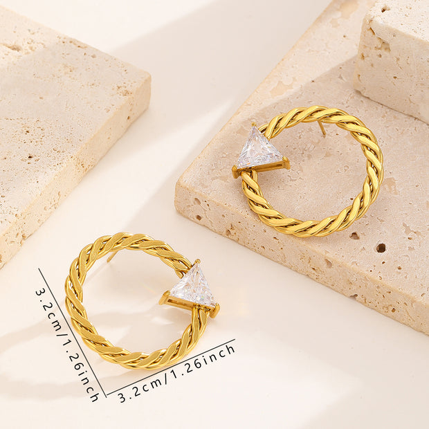 Sphere&Style Braided Hoops With Shiny Diamond Earrings
