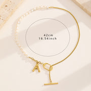 Sphere&Style Pearl Chain With Golden A Letter Pendant Necklace